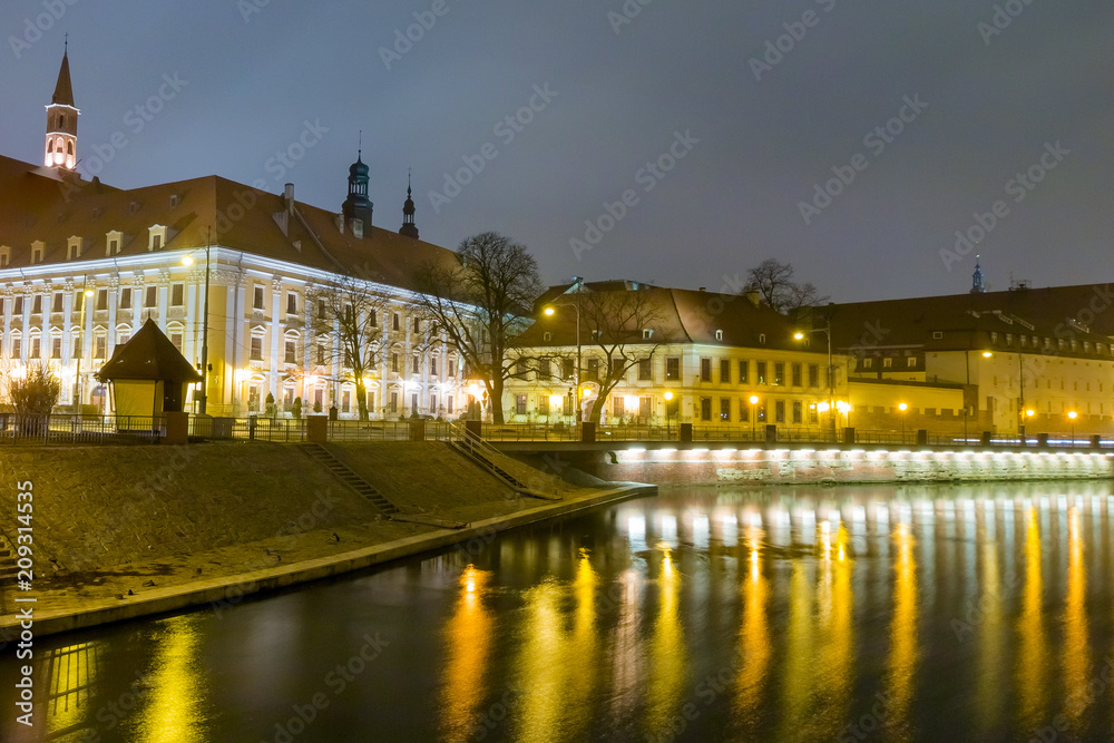 Night view of Wroclaw. Wroclaw is the largest city in western Poland and historical capital of Silesia