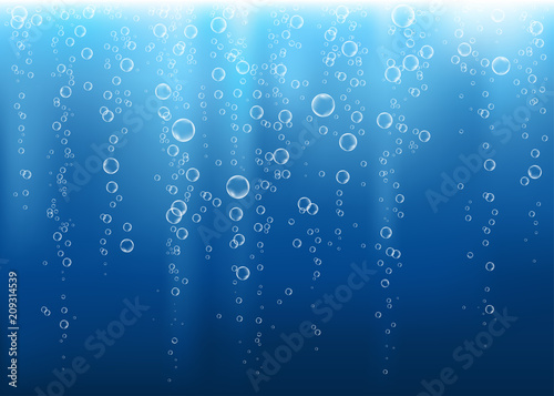 Canvas Print Undersea  blue  fizzing air, water or oxygen  bubbles vector texture
