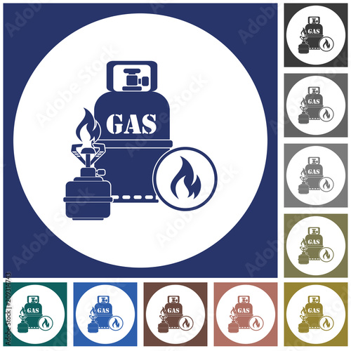 Camping stove with gas bottle icon