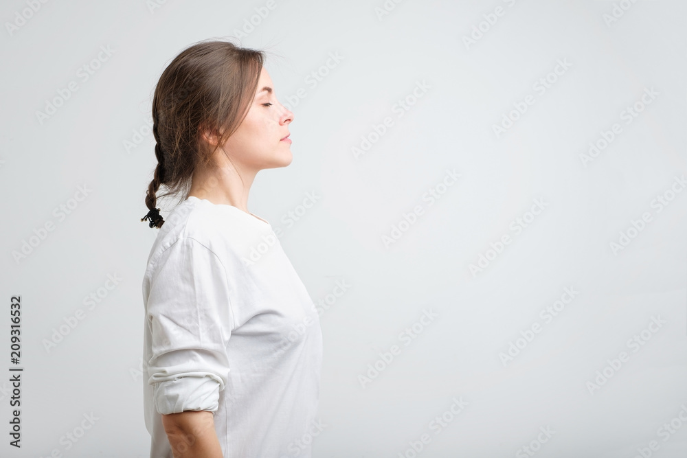 Side view photo of serious caucasian teenager Side view photo of serious caucasian teenager