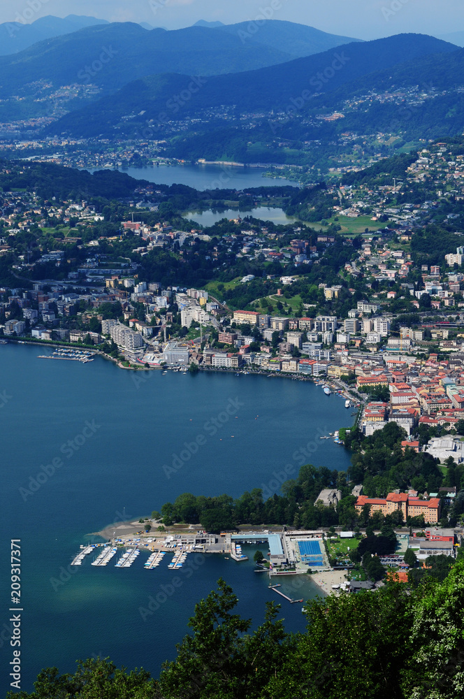 Switzerland: View from Mount Bré to the city of Lugano