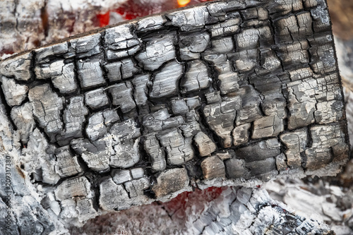 Texture of burning wood photo