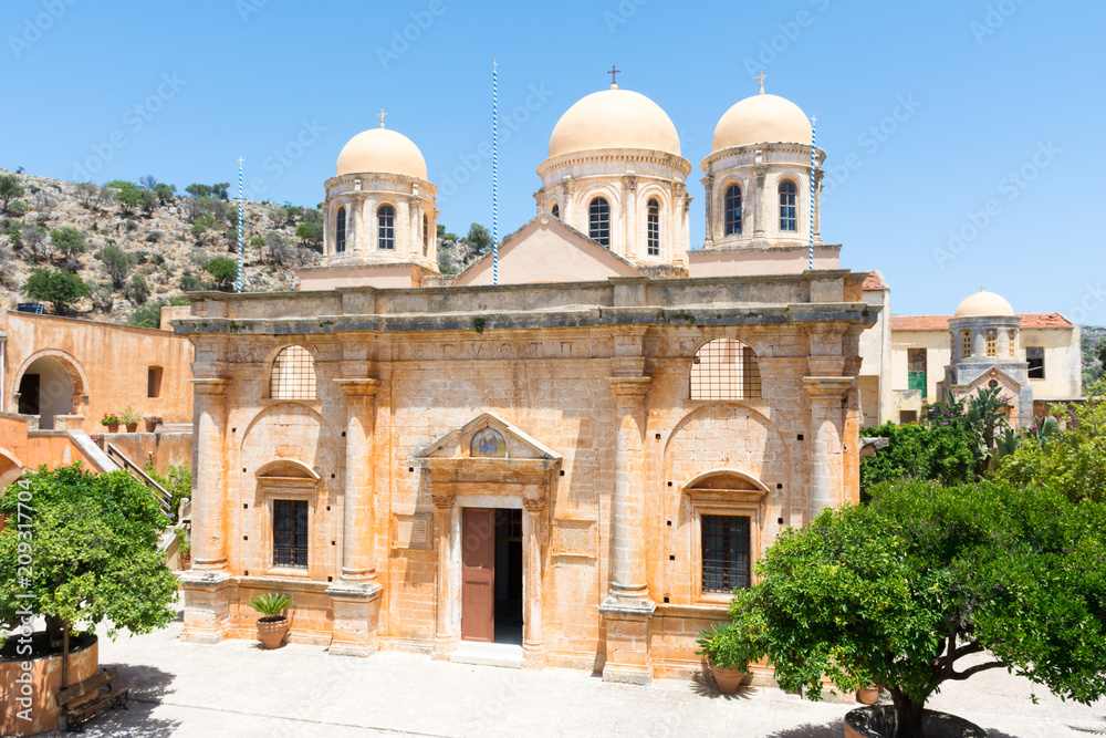 The main building of the Holy Trinity monastery in Crete
