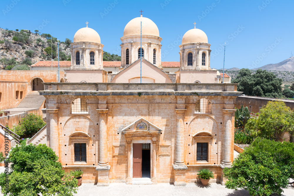The main building of the Holy Trinity monastery in Crete