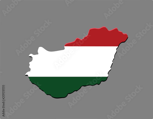 Hungary country vector illustration with the hungarian flag - on grey background