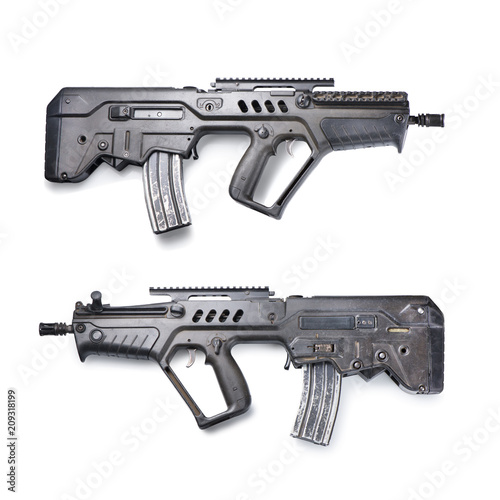 assault rifle on white background
