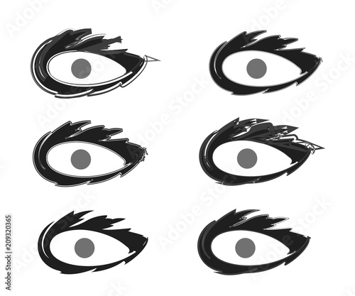 set of six black evil eyes vector - symbol of protection 