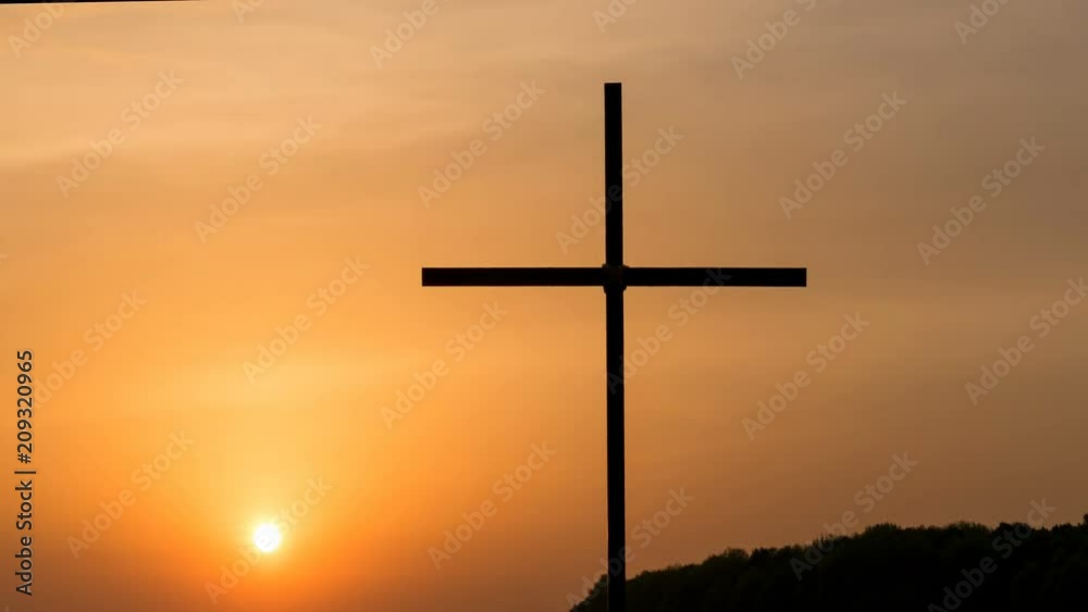 4К.Time-Lapse, Sunset and Christian Cross 4К.Time-Lapse, Sunset and Christian Cross