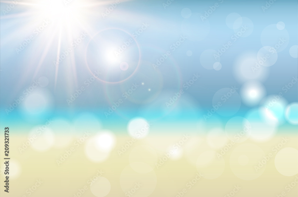 Abstract summer background with sun rays and blurred bokeh Abstract summer background with sun rays and blurred bokeh