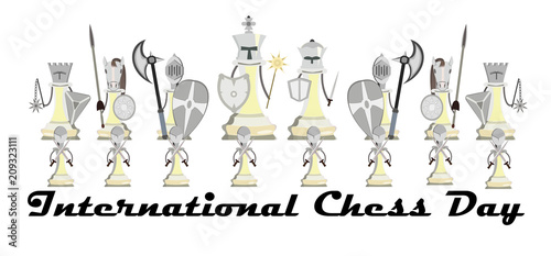 International Chess Day, illustration with stylized knight chess