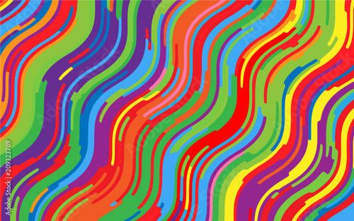 Minimal design. Bright rainbow background. Abstract pattern with wave lines. Vivid colorful striped background
