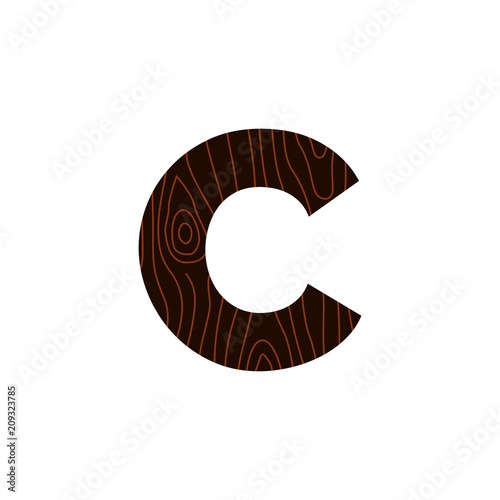 Vector Logo Letter C Wood Texture
