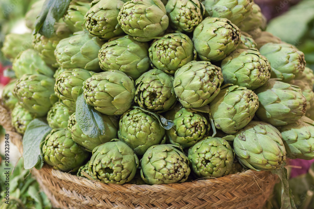 Artichokes in box. Artichokes in box.