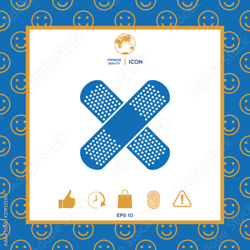 Cross adhesive bandage, medical  plaster icon