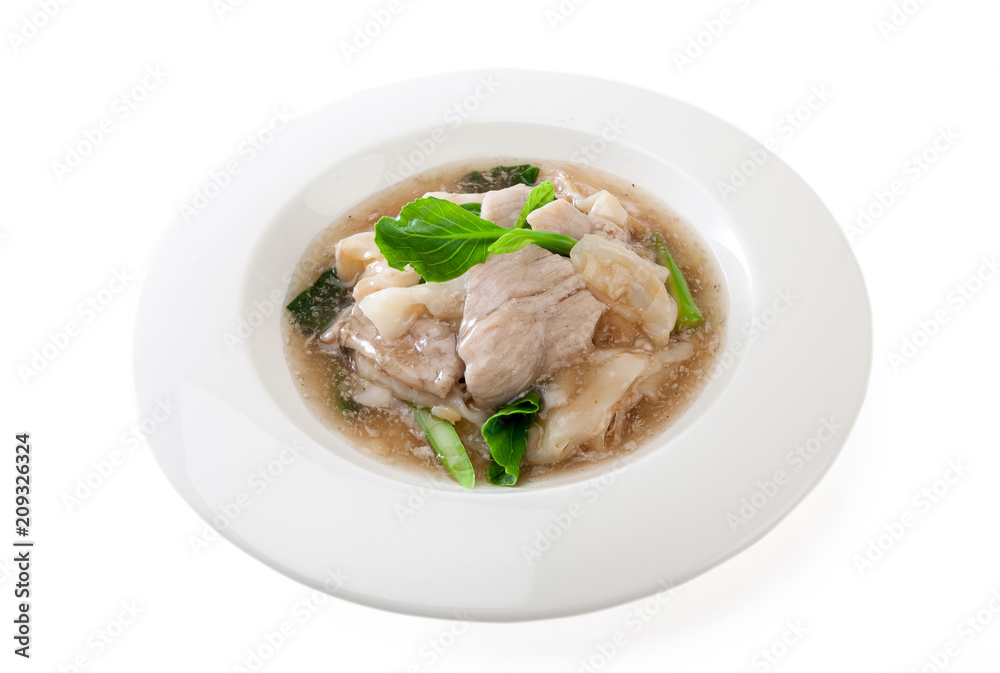 Fried noodle with pork, seefood, broccoli Fried noodle with pork, seefood, broccoli