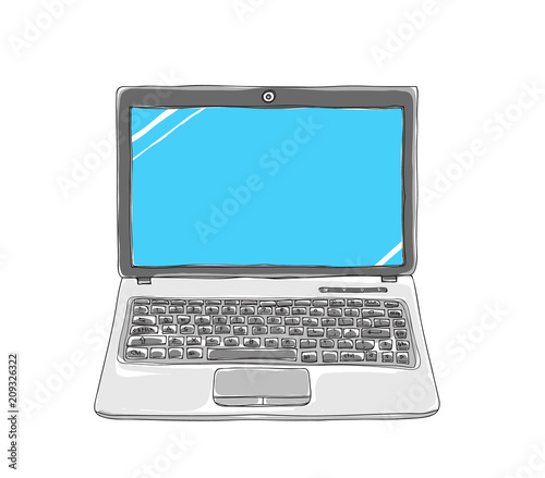 labtop art hand drawn cute vector illustration