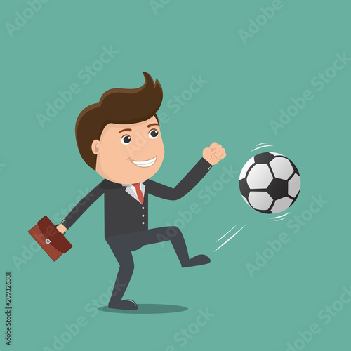Businessman kicking the ball, Business concept - Vector illustration.