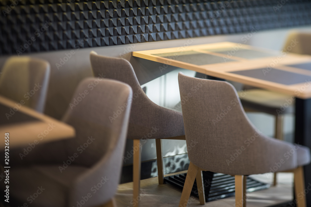 Naklejka premium Furniture in modern restaurant. Decor of the interior. 