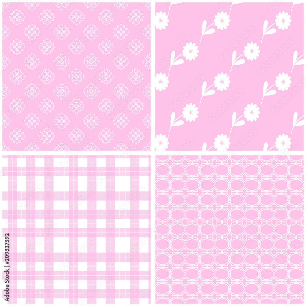 Soft different vector seamless patterns.
