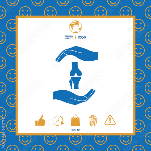 Hands holding knee-joint - protection symbol