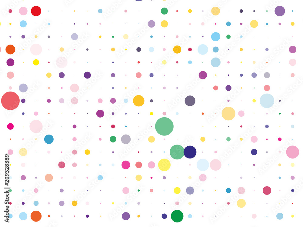 Confetti pattern. Colorful dotted background with circles, dots, point different size, scale