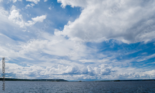 Cloudy sky above river Volga near Kazan  Russia
