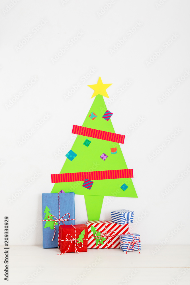 Wall Christmas tree in kids room. Wall Christmas tree in kids room.