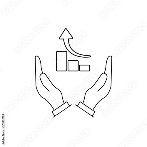 Vector growing graph icon on the hand