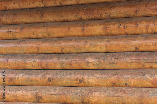 close up of log wall as background