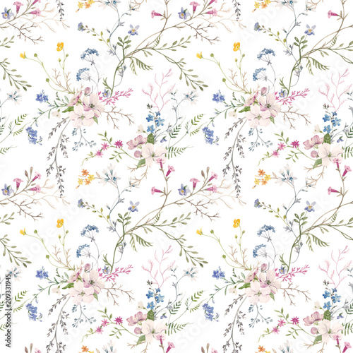 Watercolor floral vector pattern