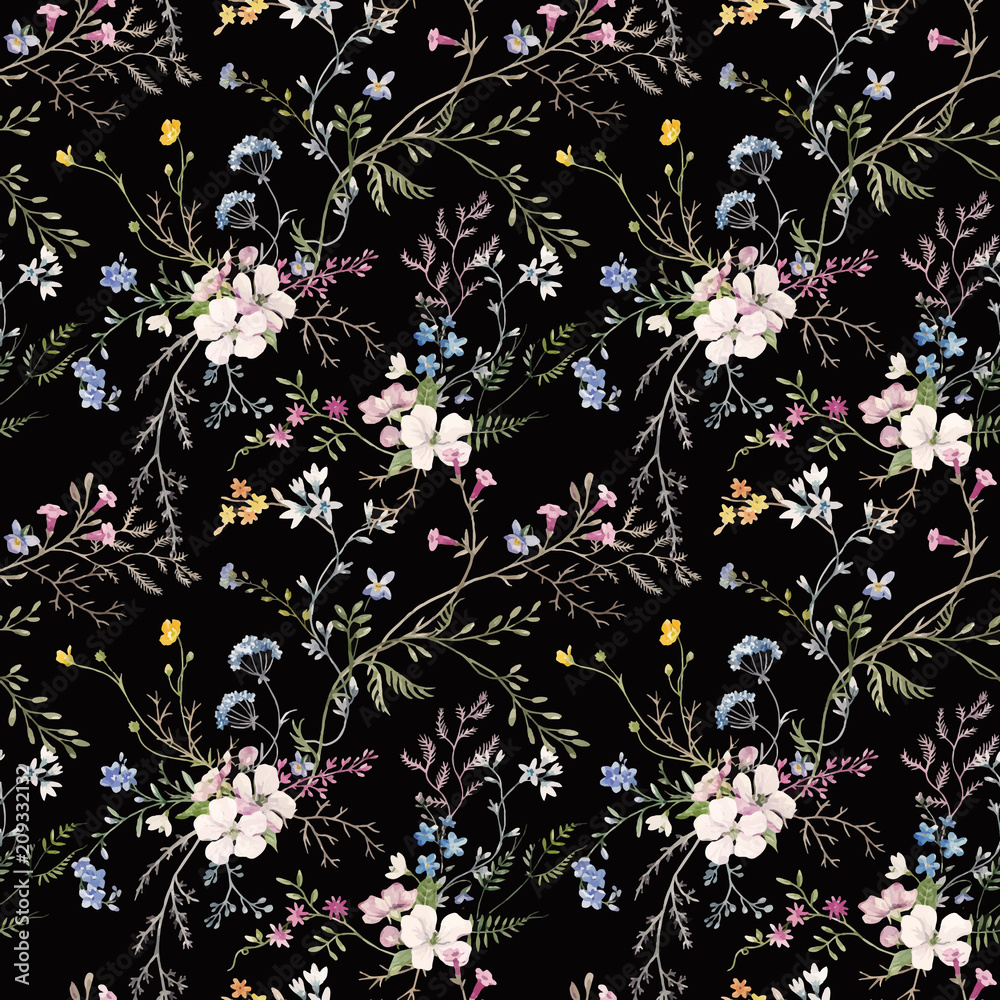 Obraz premium Watercolor floral vector pattern