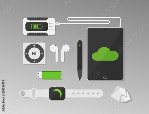 modern computer and device set.