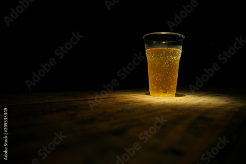 Wallpaper Mural Cold Beer Glass on Old Wood Table Torontodigital.ca