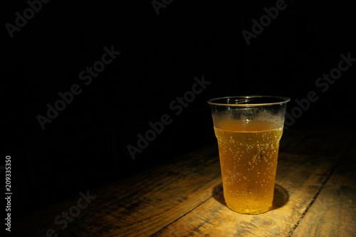 Wallpaper Mural Cold Beer Glass on Old Wood Table Torontodigital.ca