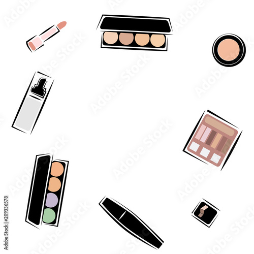 cosmetics set sketch vector set makeup