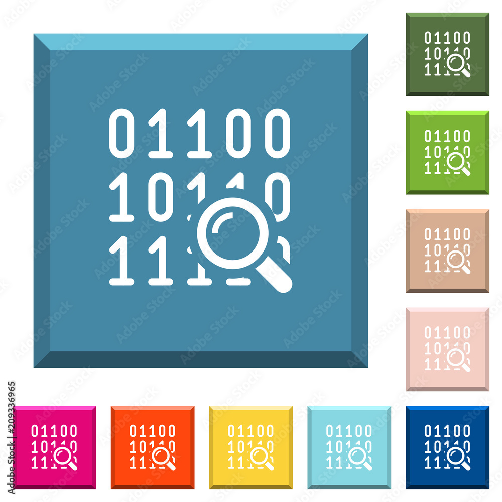 Code analysis white icons on edged square buttons Code analysis white icons on edged square buttons