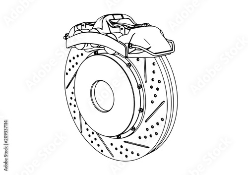 sketch of brake caliper vector