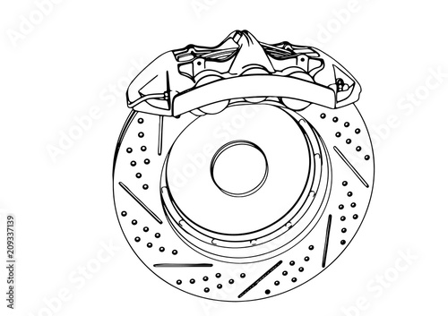 sketch of brake caliper vector