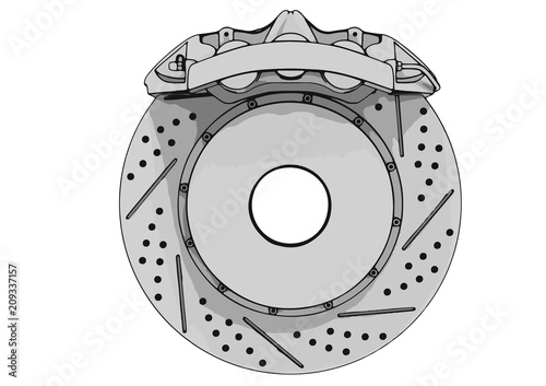 sketch of brake caliper vector