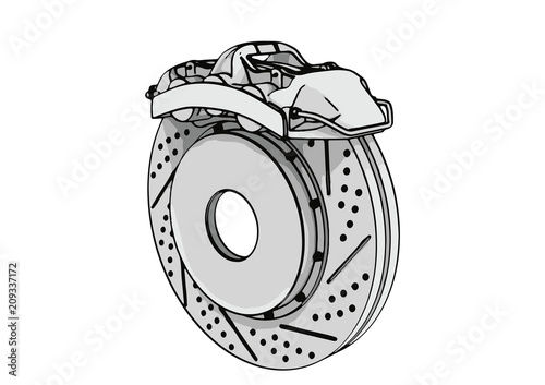 sketch of brake caliper vector