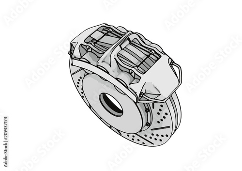 sketch of brake caliper vector