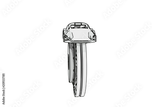 sketch of brake caliper vector