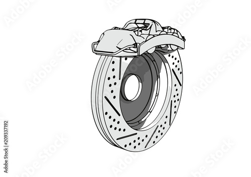sketch of brake caliper vector