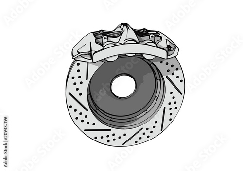 sketch of brake caliper vector