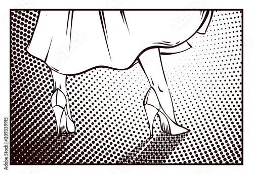 comics frame with pin-up woman