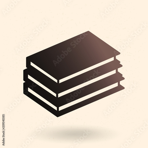 Vector Single Black Silhouette Icon - Stack of Books