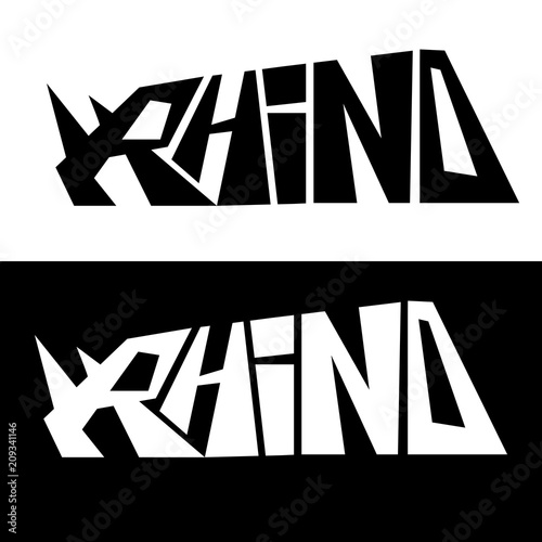  rhino  logo  vector illustration inscription  white  black
