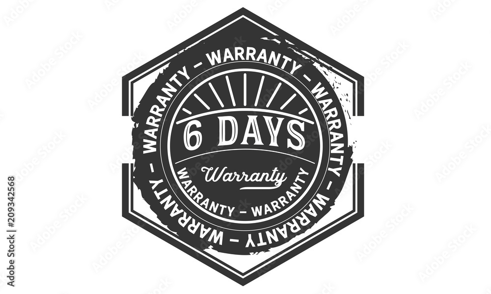 6 days warranty icon stamp