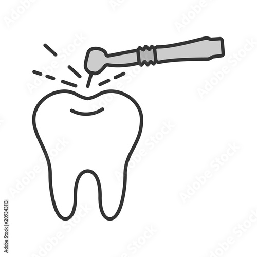 Tooth drilling process color icon