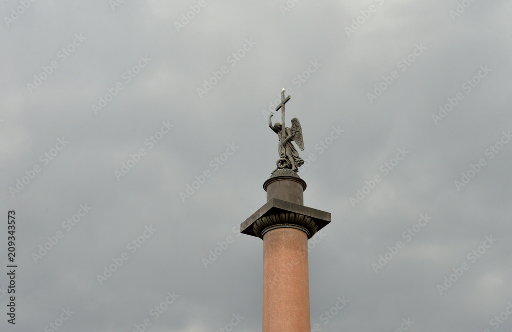 Alexander Column on cloud sky background.